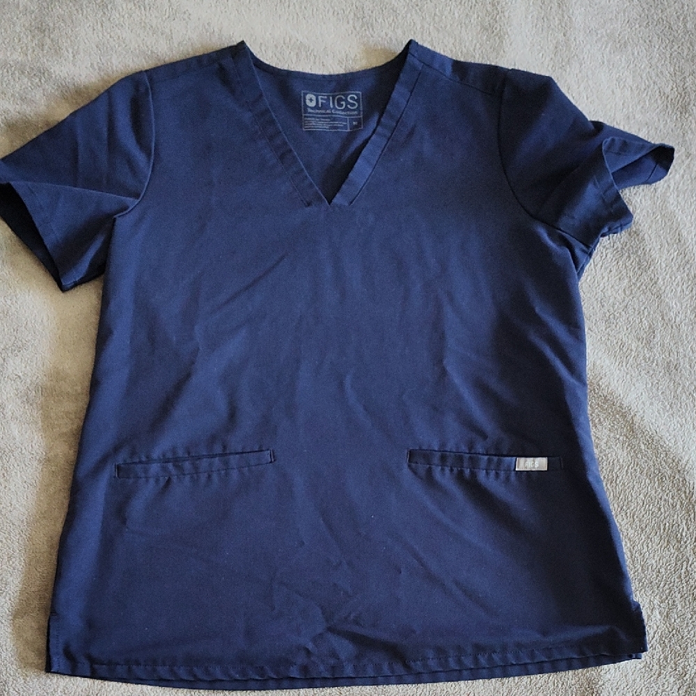 Figs Deep Navy V-Neck Scrub Top